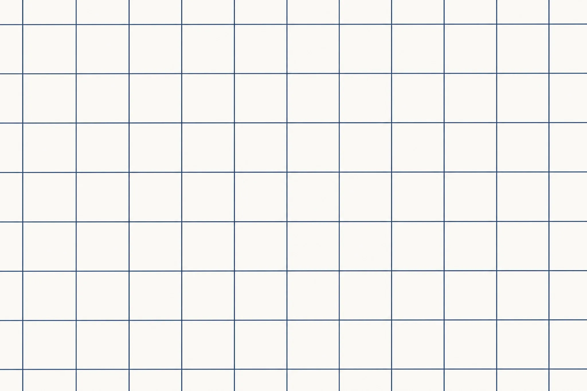 The Grid 12 pattern laid flat: a precise square grid of thin even lines, grid cells 12 mm across, two colours only, generous open cells, mathematically regular