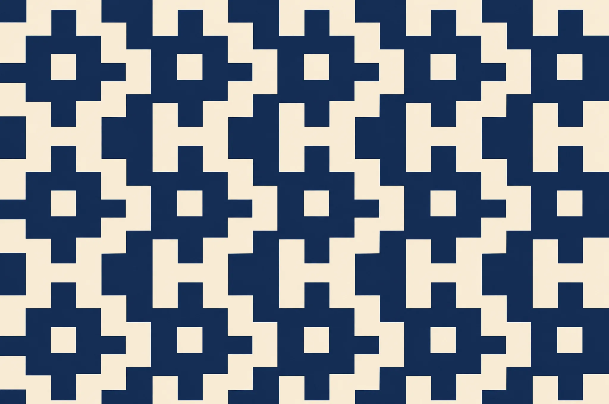 The Inverse Pair pattern laid flat: two socks side by side carrying the identical geometric block pattern but with foreground and background colours exactly exchanged, a positive and its negative, two flat colours